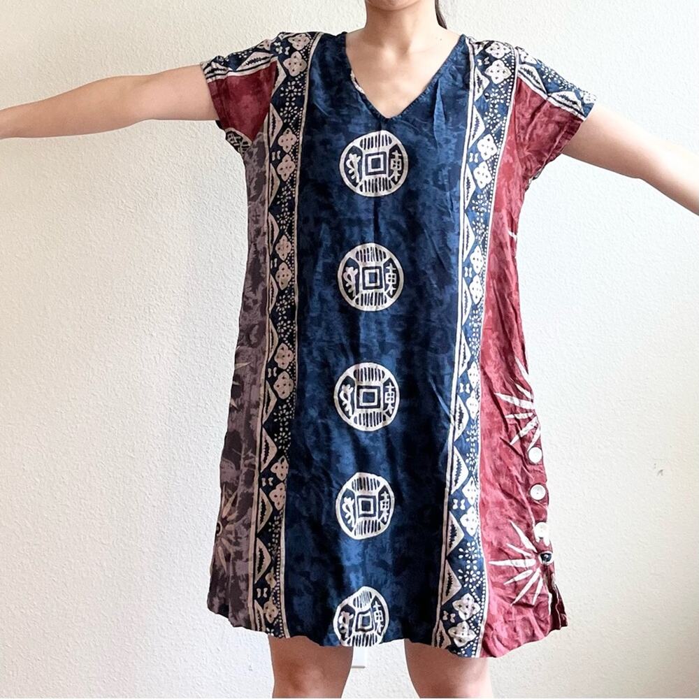 La Cera Chinese Copper Coin Printed Dress.-CA4